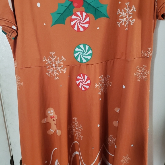 XXOCGOMG Gingerbread Christmas Short Sleeve Swing Dress Size 4X - Picture 5 of 11